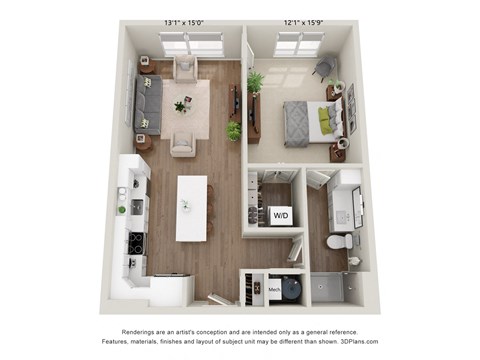 a 1 bedroom floor plan with a bathroom and a living room